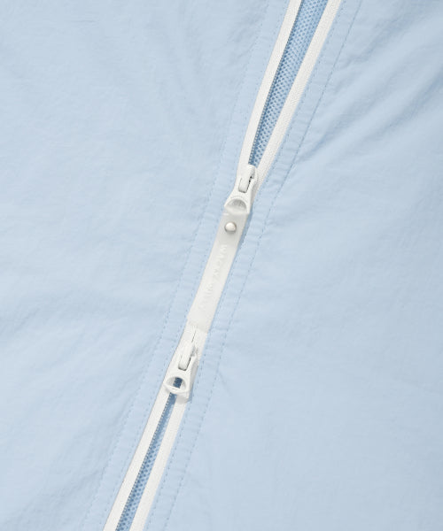 Women's Nylon Hooded Zip-Up Jumper Sky Blue