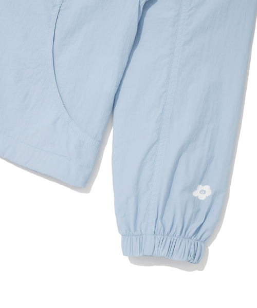 Women's Nylon Hooded Zip-Up Jumper Sky Blue