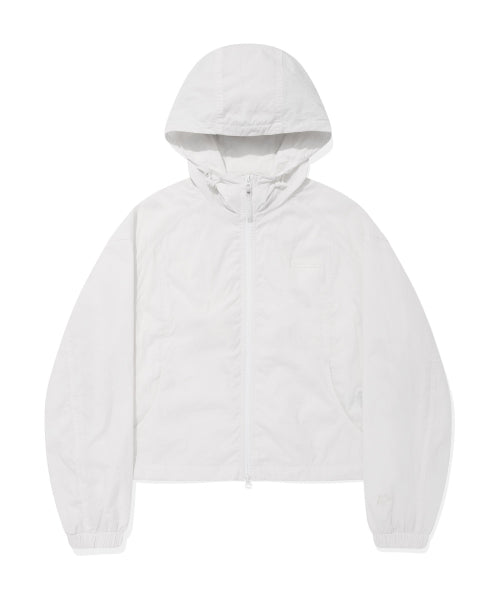 Women's Nylon Hooded Zip-Up Jumper White