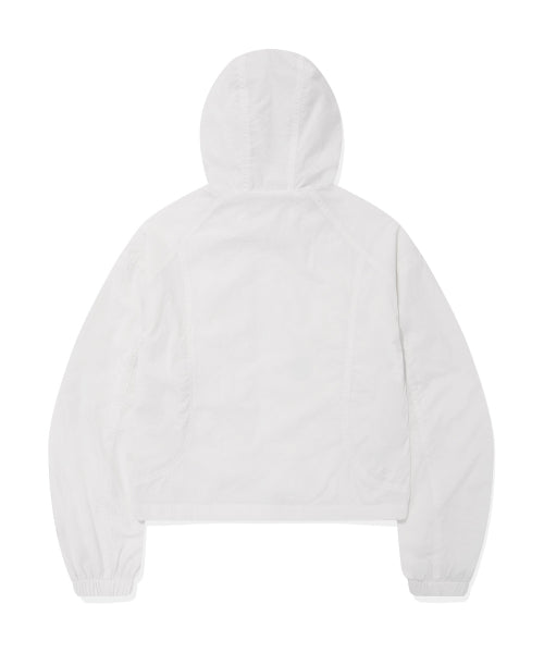 Women's Nylon Hooded Zip-Up Jumper White