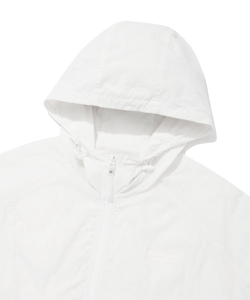 Women's Nylon Hooded Zip-Up Jumper White