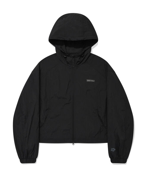 Women's Nylon Hooded Zip-Up Jumper Black