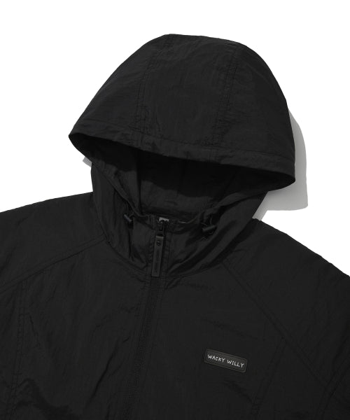 Women's Nylon Hooded Zip-Up Jumper Black