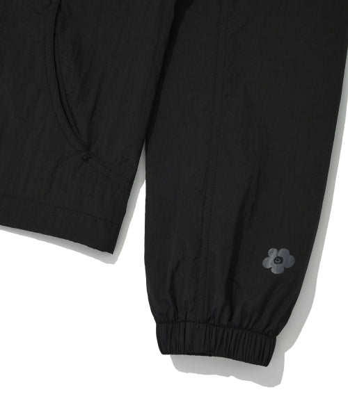 Women's Nylon Hooded Zip-Up Jumper Black