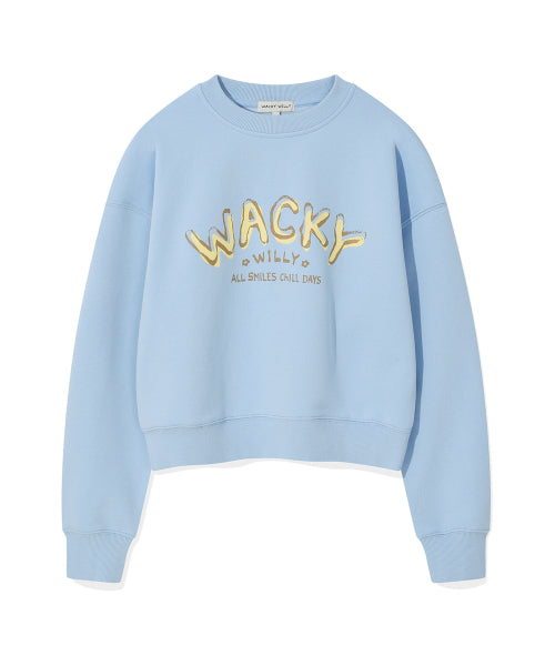 Women's typo graphic cropped sweatshirt sky blue