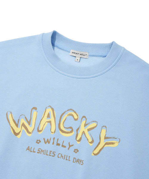 Women's typo graphic cropped sweatshirt sky blue