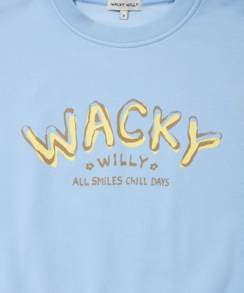 Women's typo graphic cropped sweatshirt sky blue