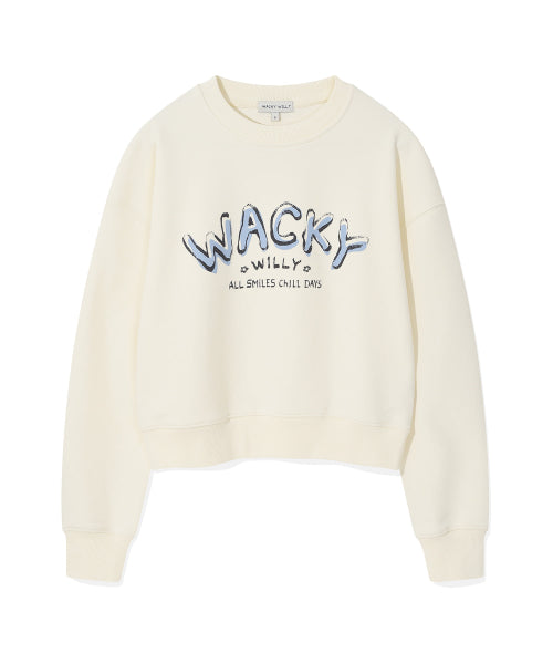 Women's typo graphic cropped sweatshirt cream