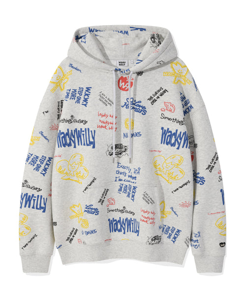 Kiki Allover Graphic Hood Light Gray