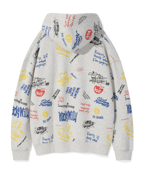 Kiki Allover Graphic Hood Light Gray