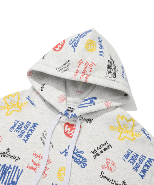 Kiki Allover Graphic Hood Light Gray