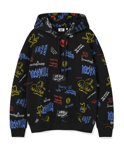 Kiki all-over graphic hood black