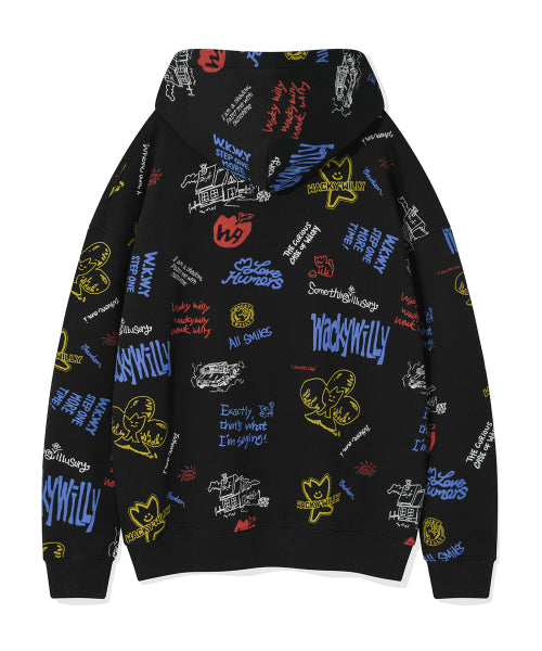 Kiki all-over graphic hood black