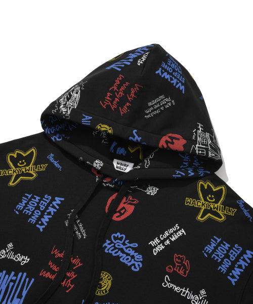 Kiki all-over graphic hood black