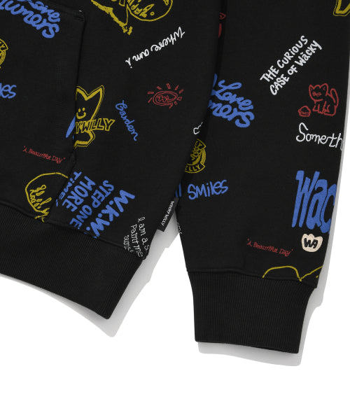 Kiki all-over graphic hood black