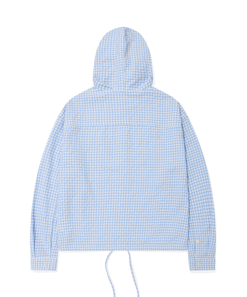 Please check women's hooded button shirt sky blue