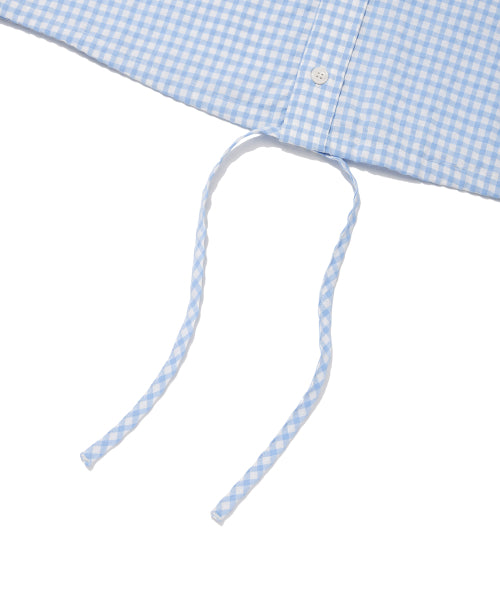 Please check women's hooded button shirt sky blue