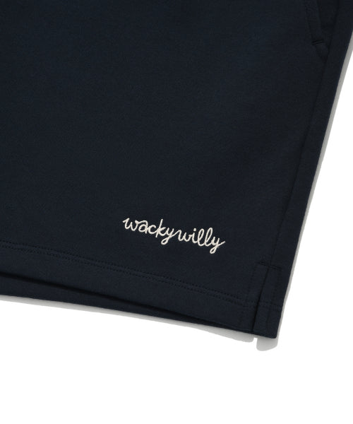 Women's typo logo sweat shorts dark navy