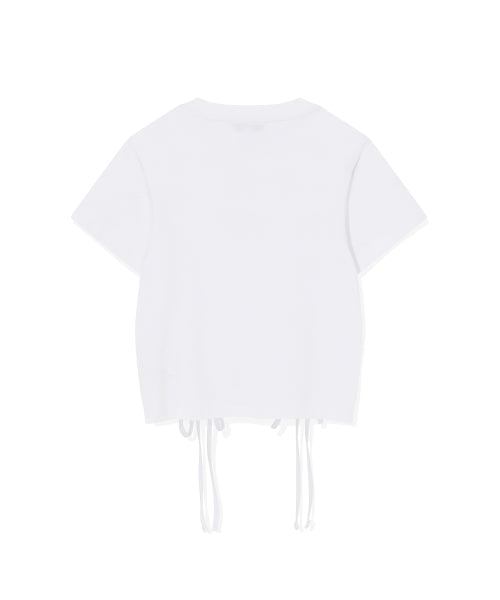 Shining Leo Shirring Cropped Short-Sleeved T-Shirt White