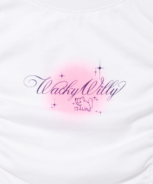 Shining Leo Shirring Cropped Short-Sleeved T-Shirt White