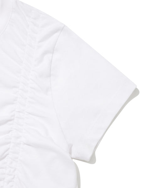 Shining Leo Shirring Cropped Short-Sleeved T-Shirt White