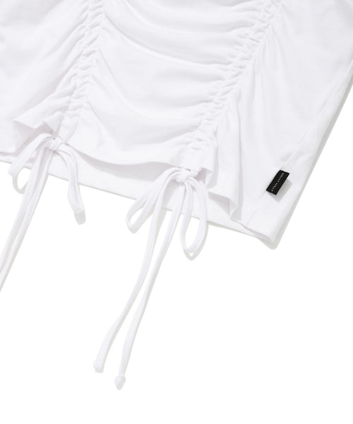 Shining Leo Shirring Cropped Short-Sleeved T-Shirt White