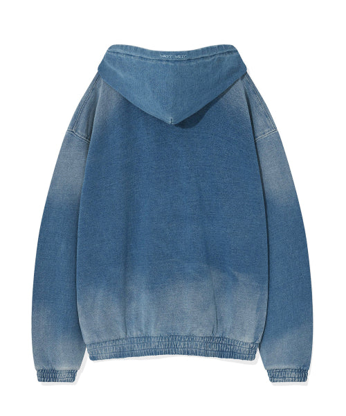Shining Leo Denim Jersey Like Hooded Blue