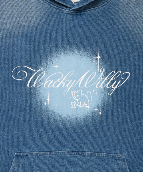Shining Leo Denim Jersey Like Hooded Blue