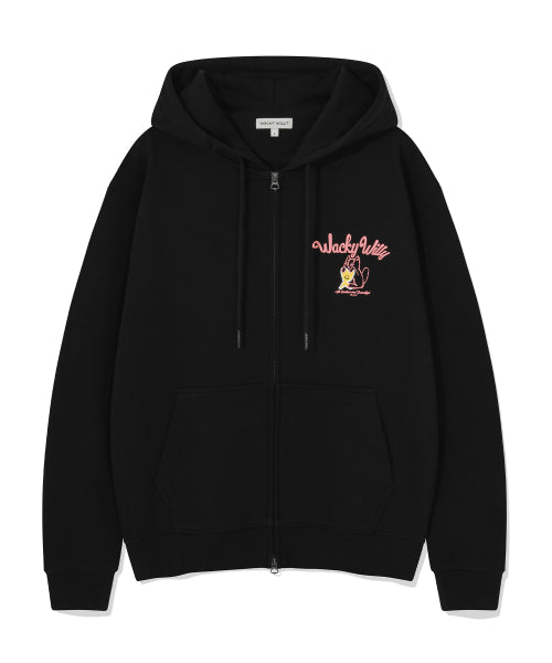 Kiki Leo Logo Hooded Zip-Up Black