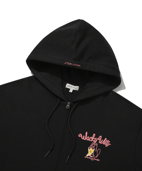 Kiki Leo Logo Hooded Zip-Up Black