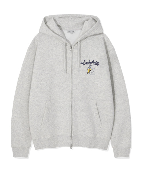 Kiki Leo Logo Hooded Zip-Up Light Gray