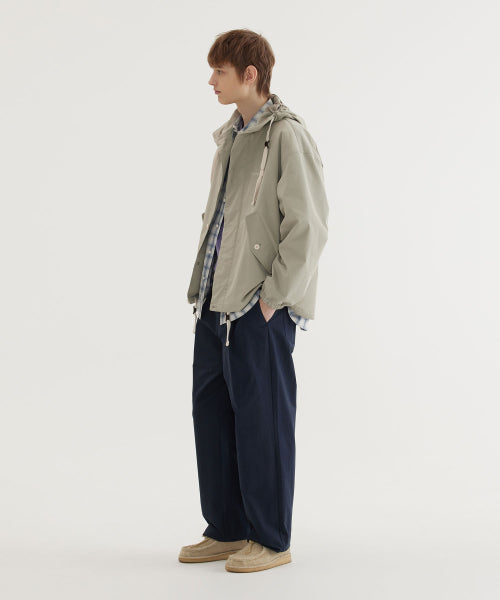 SEMI WIDE-FIT COTTOM BELTED PANTS