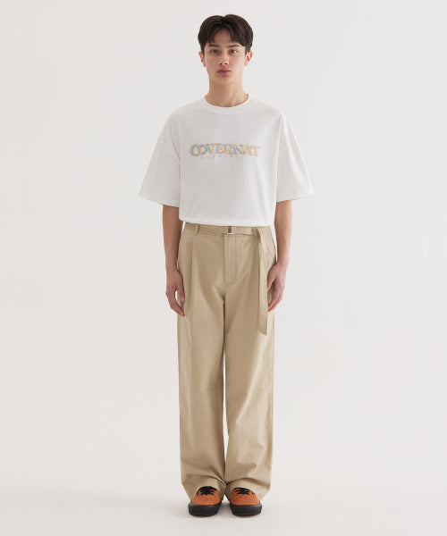 SEMI WIDE-FIT COTTOM BELTED PANTS