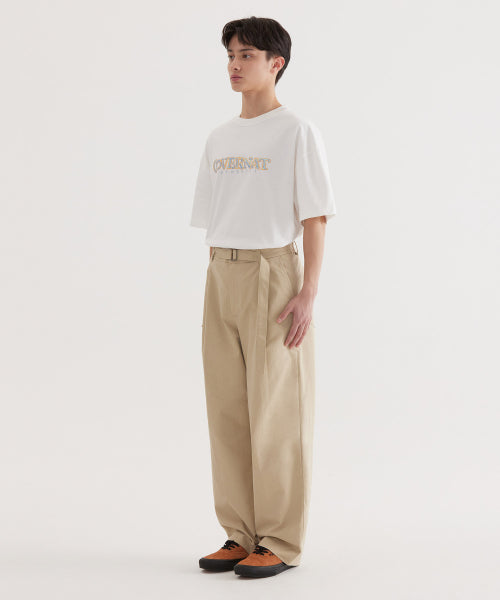 SEMI WIDE-FIT COTTOM BELTED PANTS