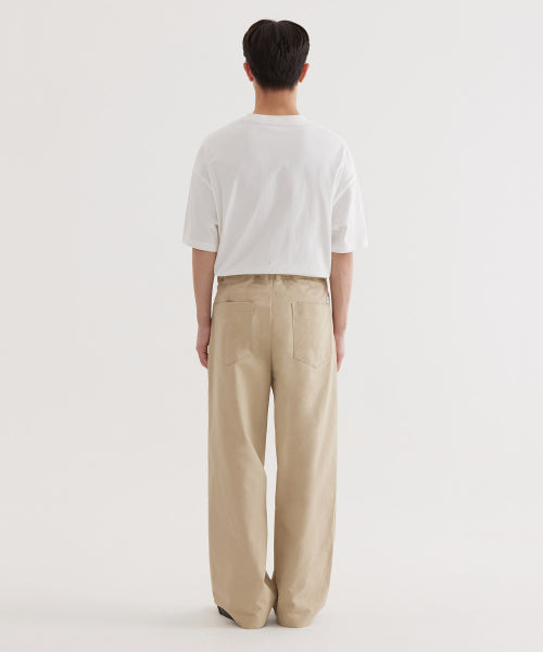 SEMI WIDE-FIT COTTOM BELTED PANTS