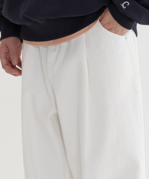 SEMI WIDE-FIT WASHING DENIM PANTS