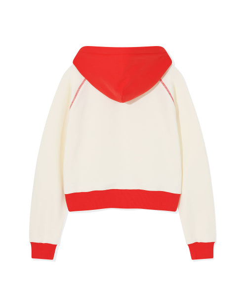 Women's Color Crop Hoodie Cream