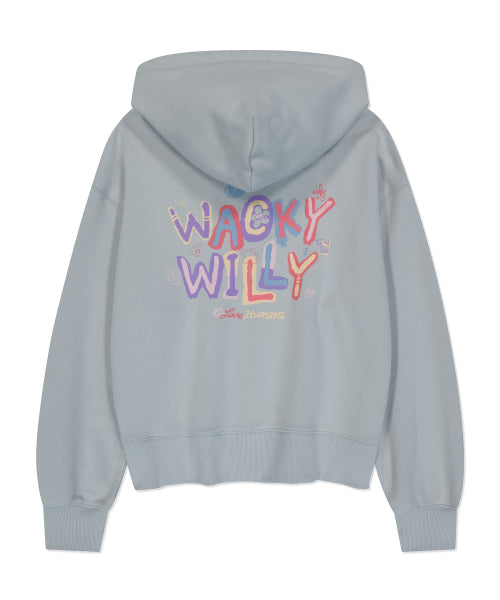 Women's typo Semi-Overfit Hooded Zip-Up Mint