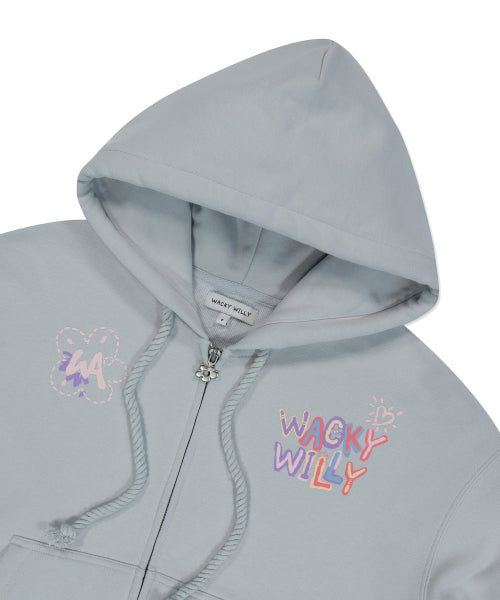 Women's typo Semi-Overfit Hooded Zip-Up Mint