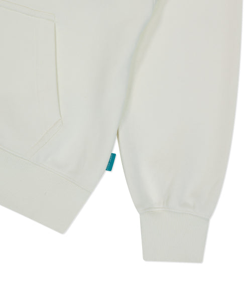 Women's typo Semi-Overfit Hooded Zip-Up Cream