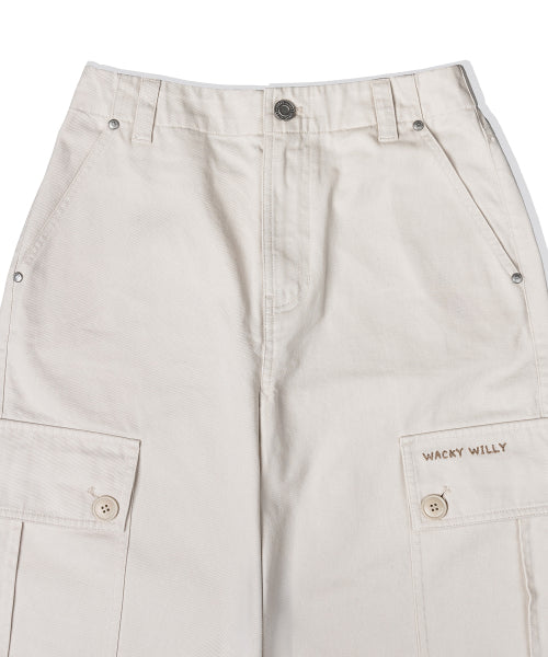 Women's cotton cargo pants cream