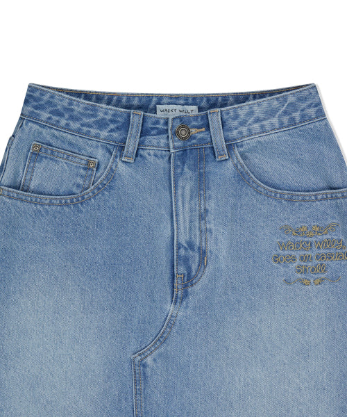 Women's long denim skirt blue