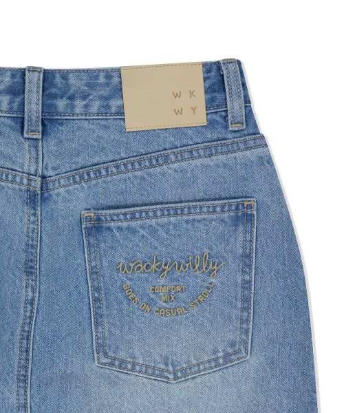 Women's long denim skirt blue