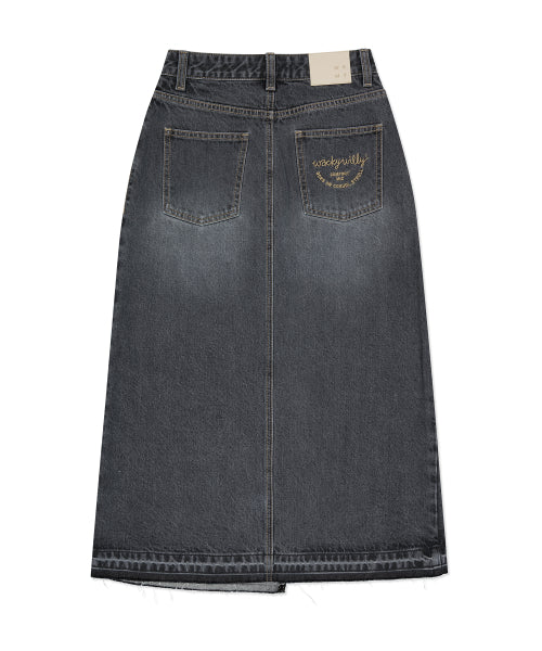 Women's long denim skirt black