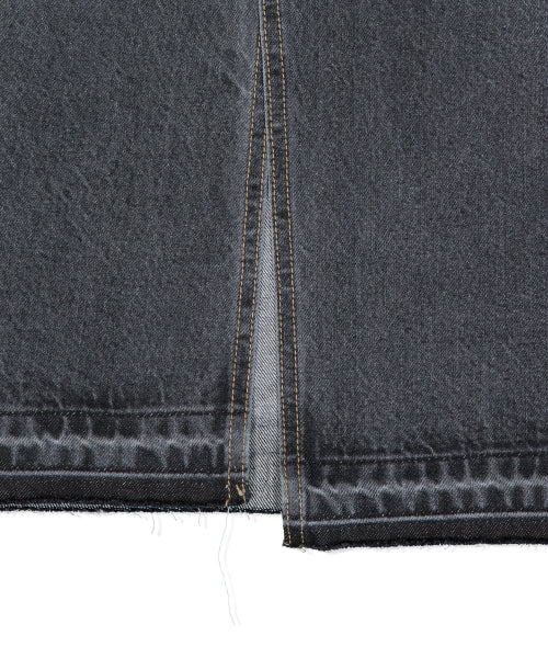 Women's long denim skirt black