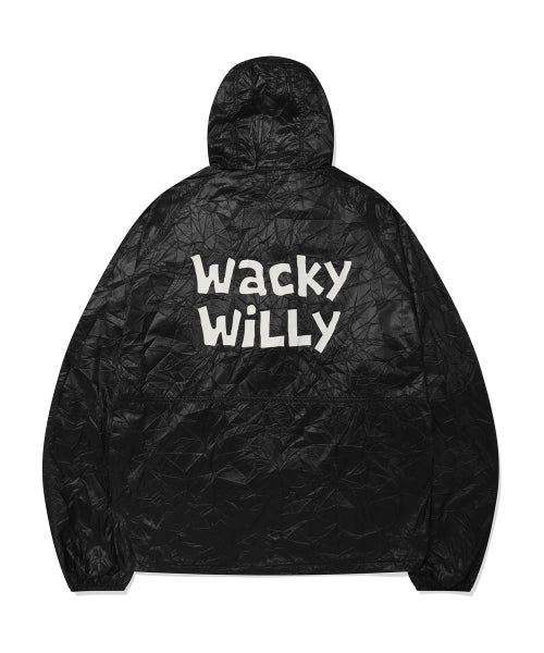 Light lettering windbreaker black