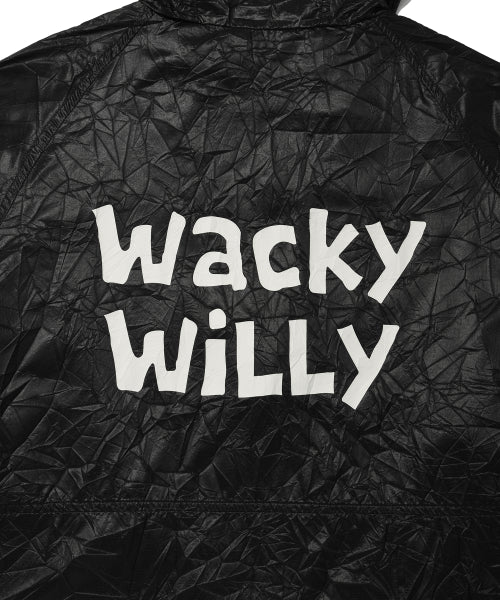 Light lettering windbreaker black