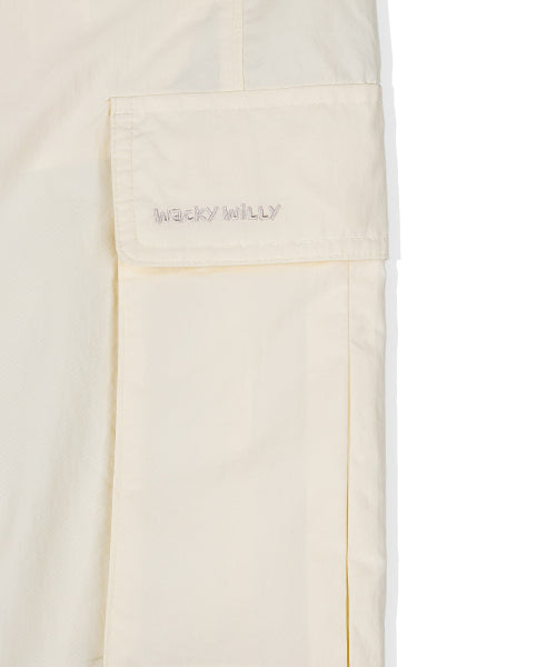 nylon cargo track pants cream