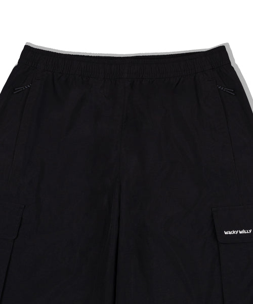 Nylon cargo track pants black