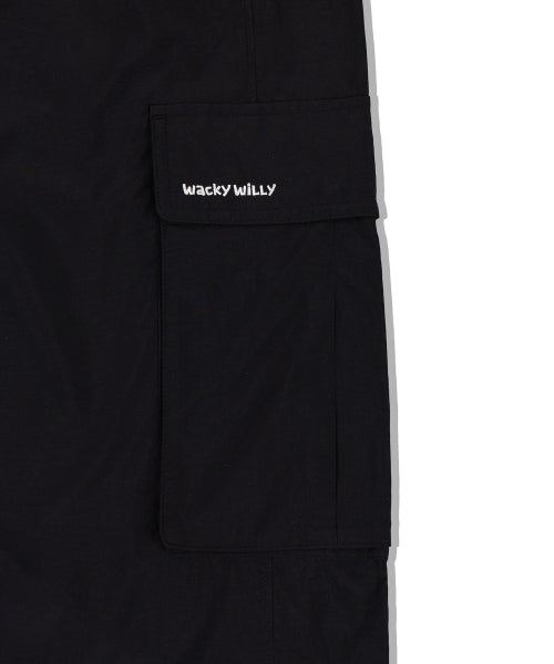 Nylon cargo track pants black